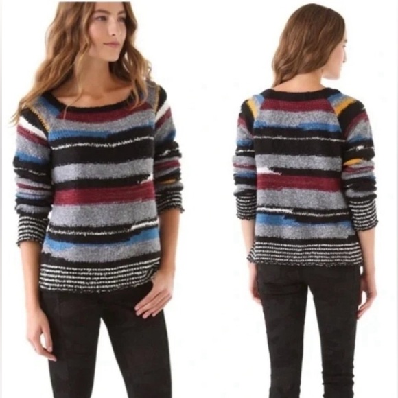 Free People Montmartre Multi-Colored Striped Wool Blend Sweater, Size is XS - Picture 1 of 7